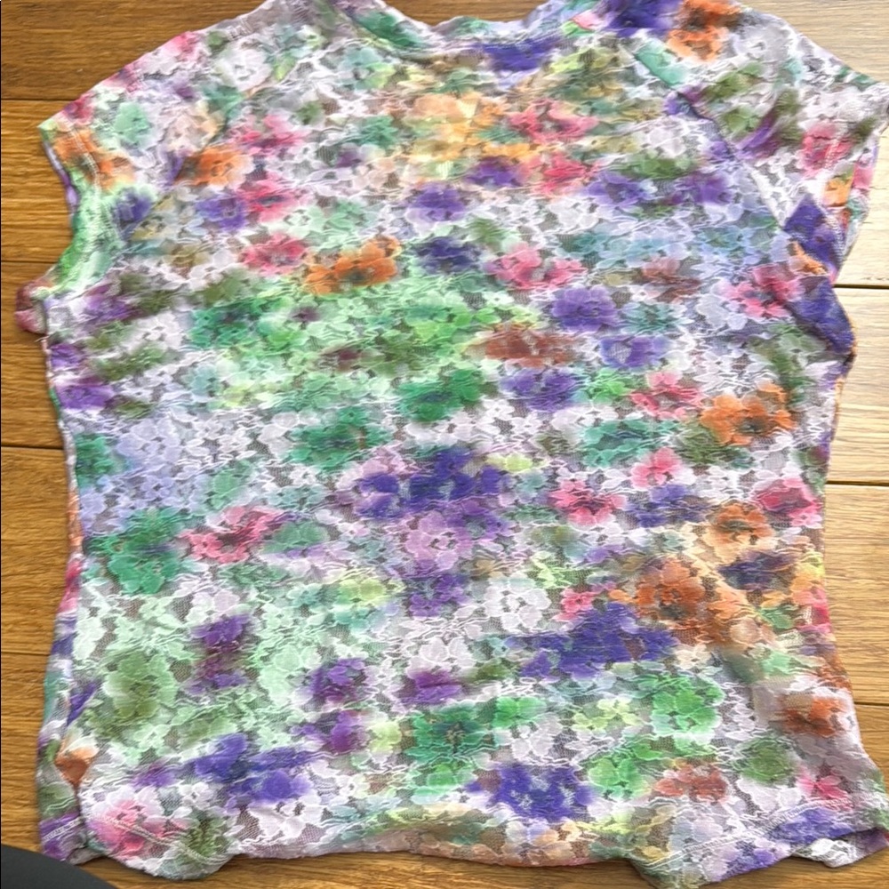 Anthropologie Multicolor Floral Lace Top
